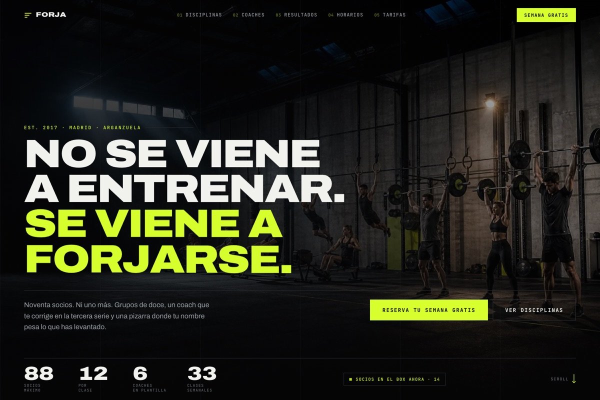 Web de FORJA, box de entrenamiento funcional en Madrid