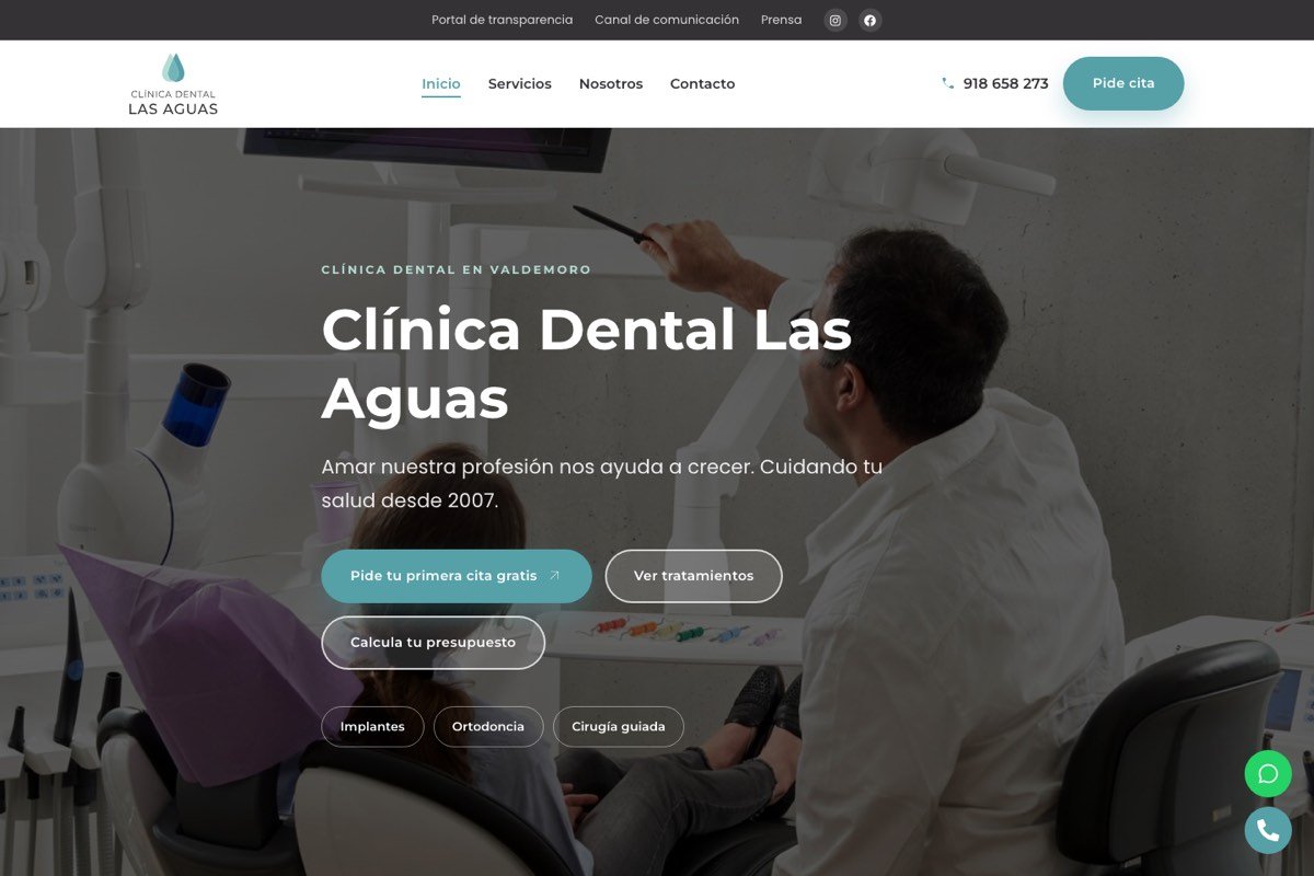 Web de Clínica Dental Las Aguas, en Valdemoro