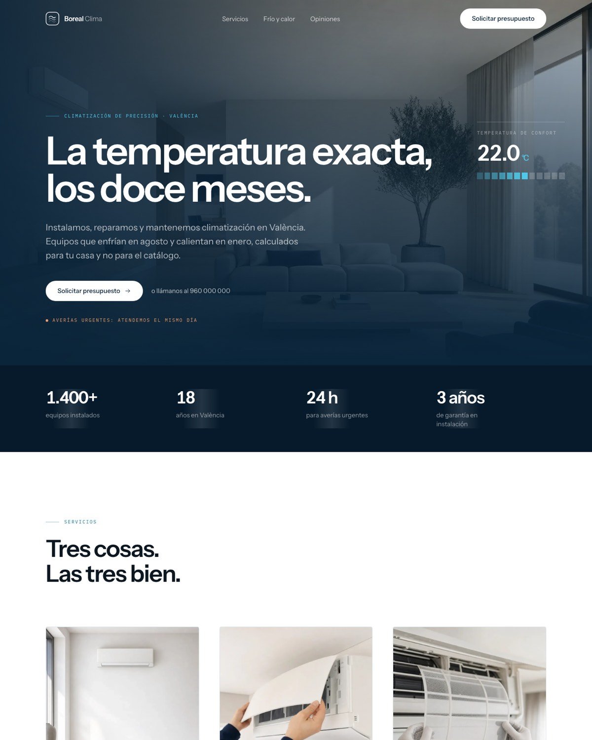 Web de Boreal Clima, climatización y aire acondicionado